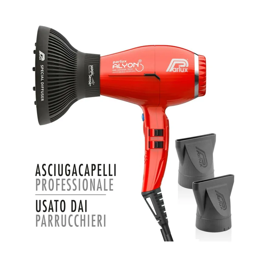 Parlux Asciugacapelli Professionale Alyon Rosso + Diffusore MagicSense