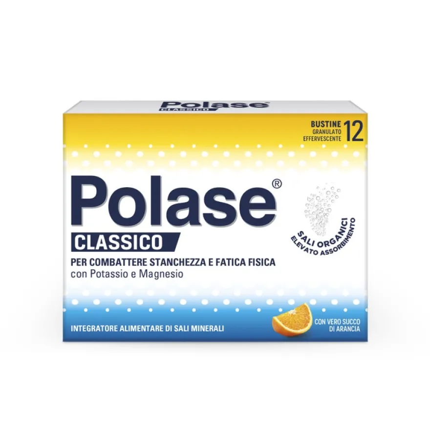 Polase Classico Magnesio E Potassio Integratore Alimentare Sali Minerali Gusto Arancia 12 Bustine