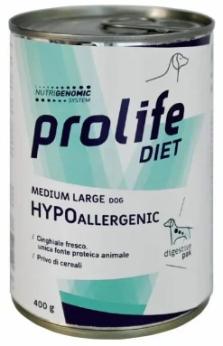 Prolife Dog Diet Wet Hypoallergenic Cibo Umido Per Cani Taglia Media/Grande Lattina 400g