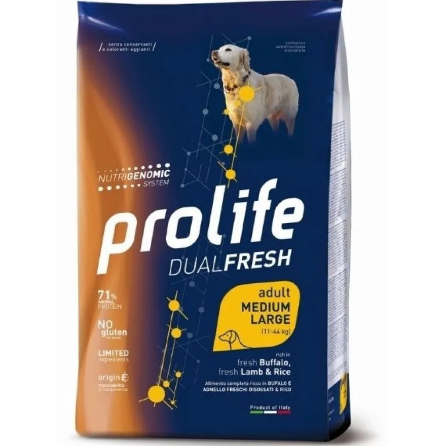 Prolife Dog Dual Fresh Adult Medium/Large Buffalo Lamb & Rice 2,5Kg
