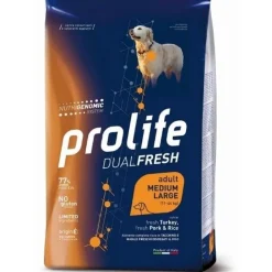 Prolife Dog Dual Fresh Adult Medium/Large Turkey Pork & Rice 12Kg