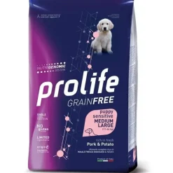 Prolife Dog Grain Free Sensitive Pork & Potato Cibo Secco Per Cani Cuccioli Taglia Media/Grande Sacco 10 Kg