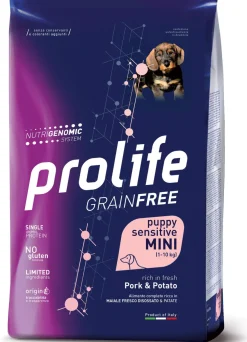 Prolife Dog Grain Free Sensitive Pork & Potato Cibo Secco Per Cani Cuccioli Taglia Mini Sacco 2Kg
