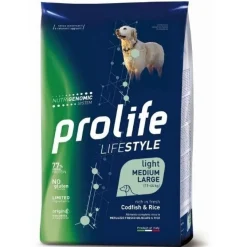 Prolife Dog Life Style Adult Medium/Large Light Codfish & Rice 12Kg