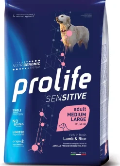 Prolife Dog Sensitive Lamb & Rice Cibo Secco Per Cani Adulti Taglia Media/Grande Sacco 2,5kg