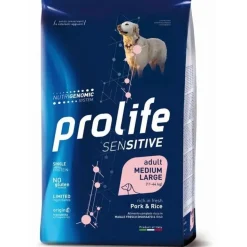 Prolife Dog Sensitive Pork & Rice Cibo Secco Per Cani Adulti Taglia Media/Grande Sacco 10 kg