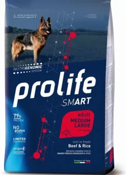 Prolife Dog Smart Beef & Rice Cibo Secco Per Cani Adulti Taglia Media/Grande Sacco 12 Kg
