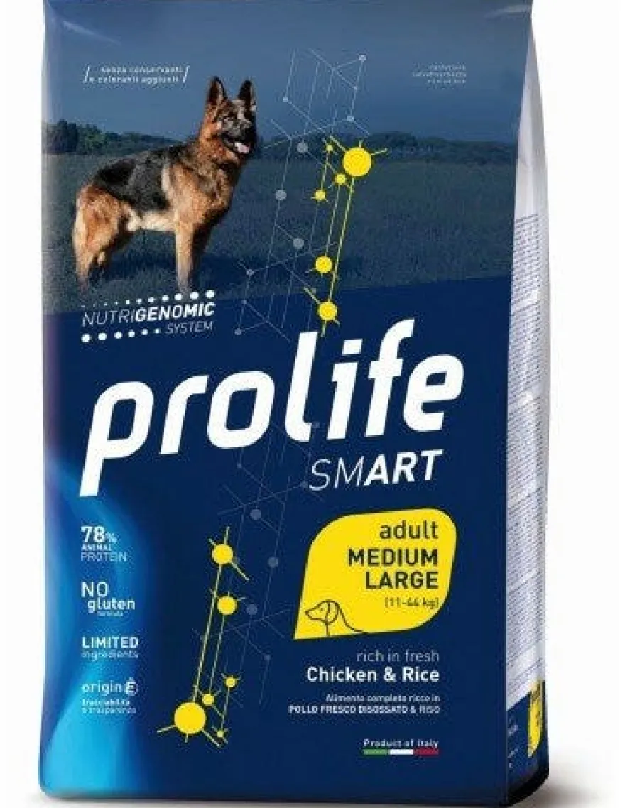 Prolife Dog Smart Chicken & Rice Cibo Secco Per Cani Adulti Taglia Medium/Large Sacco 2,5 Kg