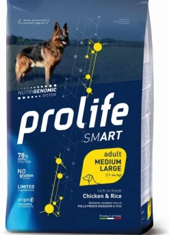 Prolife Dog Smart Chicken & Rice Cibo Secco Per Cani Adulti Taglia Media/Grande Sacco 12 Kg