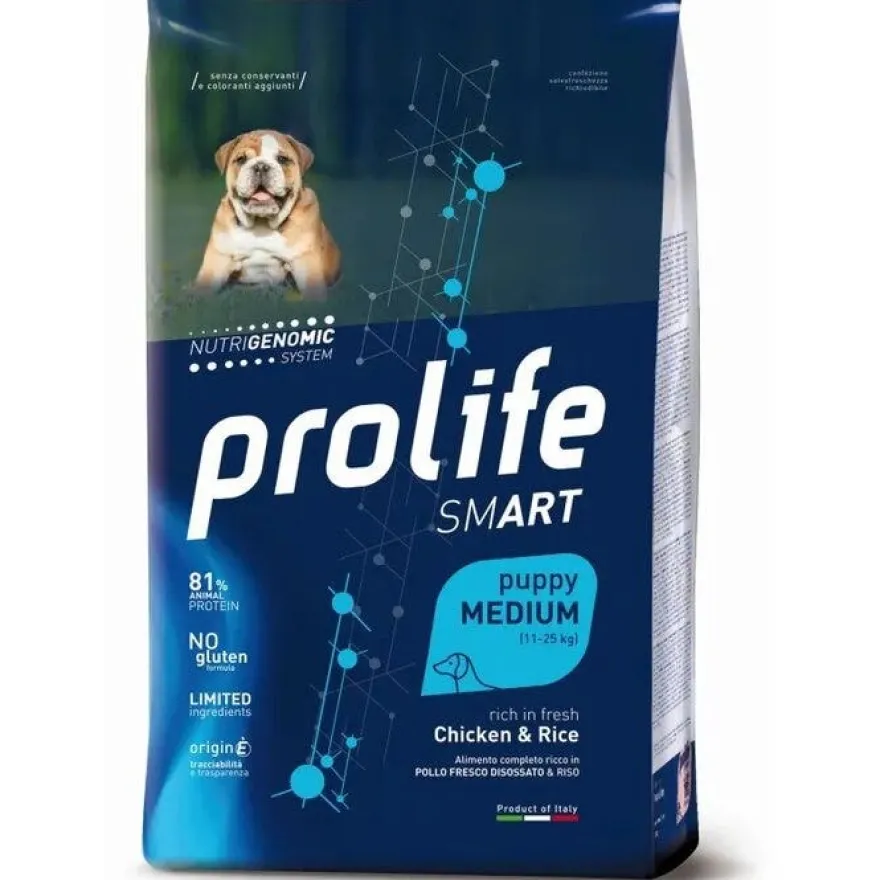Prolife Dog Smart Chicken & Rice Cibo Secco Per Cani Cuccioli Taglia Media Sacco 10 Kg