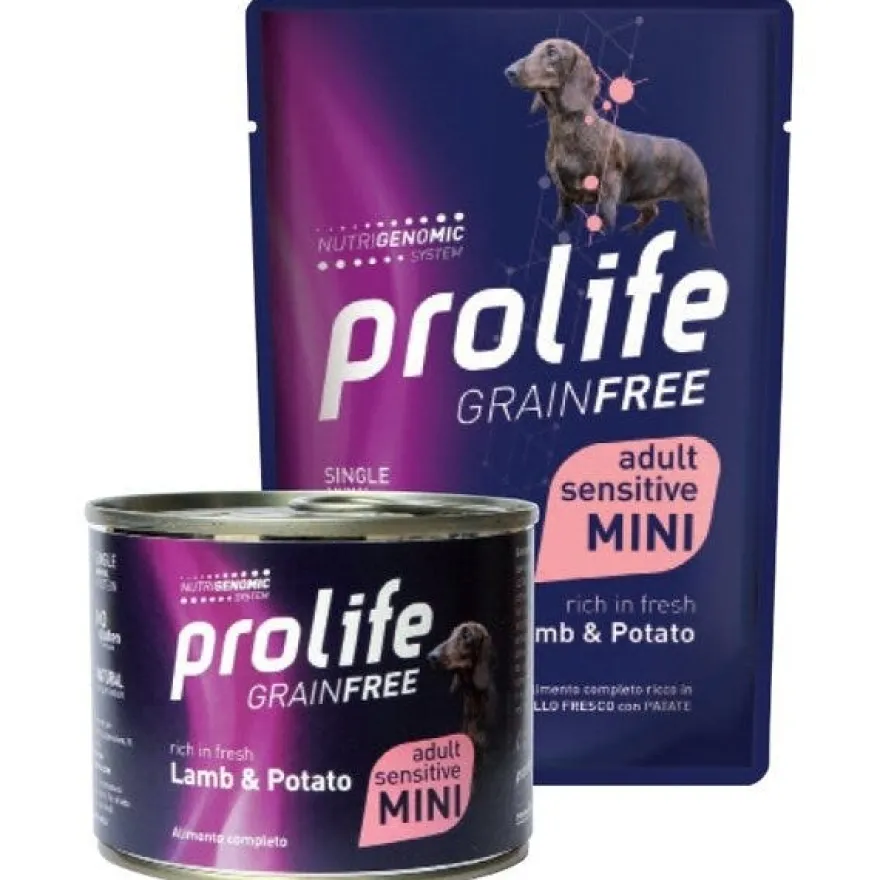 Prolife Grain Free Agnello Fresco Con Patate Cibo Umido Per Cani Adulti Taglia Mini Bustina 100g