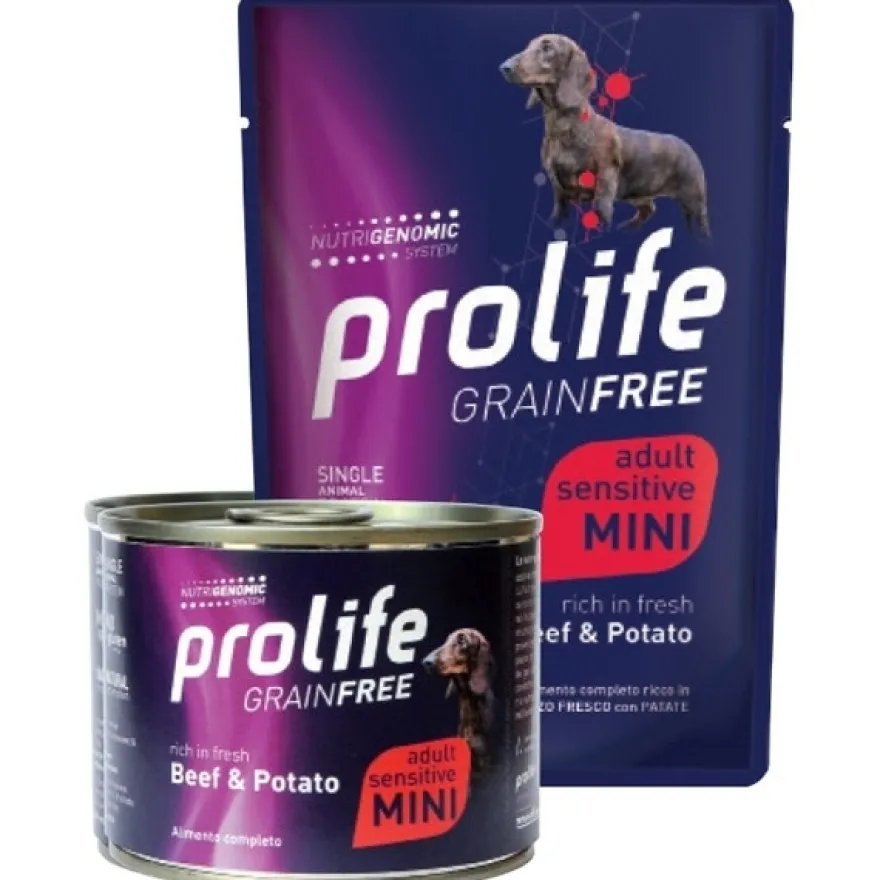Prolife Grain Free Manzo Fresco Con Patate Cibo Umido Per Cani Adulti Taglia Mini Bustina 100g