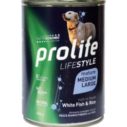 Prolife Lifestyle Pesce Bianco Fresco Cibo Umido Per Cani Maturi Taglia Media/Grande Lattina 400g