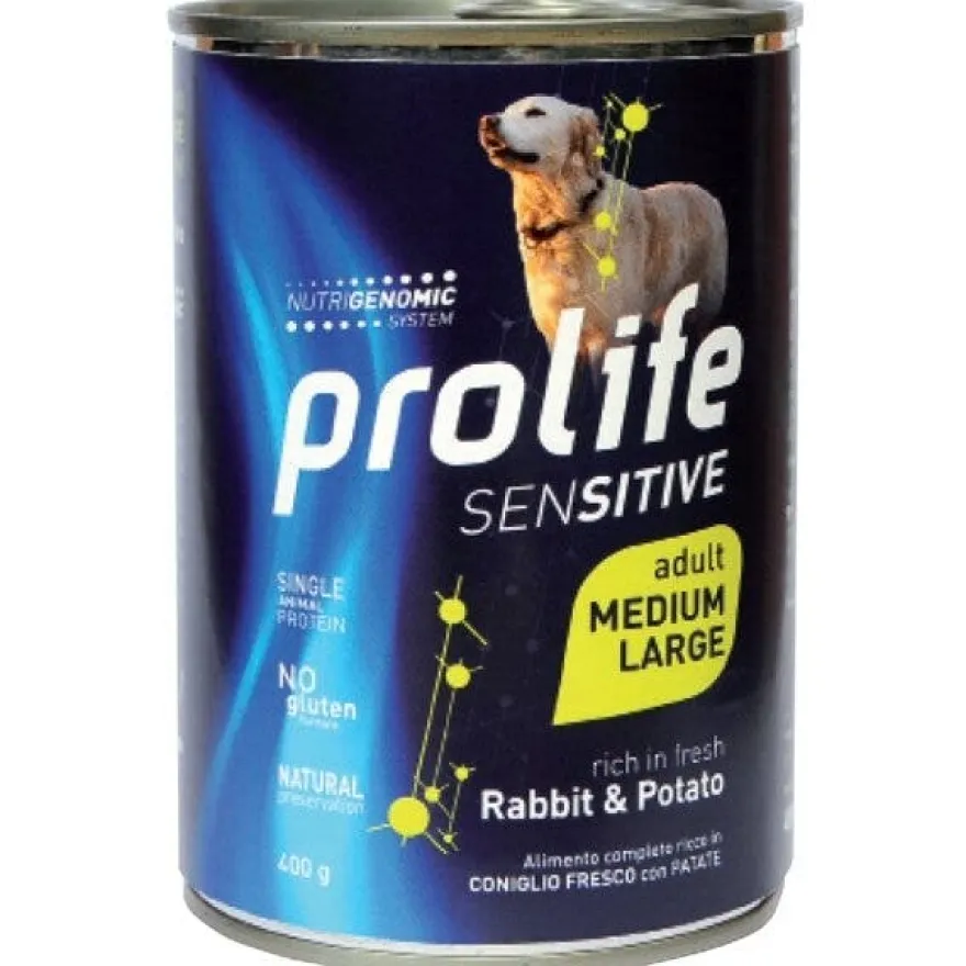 Prolife Sensitive Coniglio Con Patate Cibo Umido Per Cani Adulti Taglia Media/Grande Lattina 400g