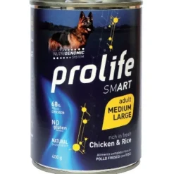 Prolife Smart Pollo Fresco Con Riso Cibo Umido Per Cani Adulti Taglia Medio/Grande Lattina 800g