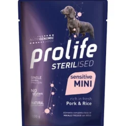Prolife Sterilised Maiale Fresco Con Riso Cibo Umido Per Cani Adulti Taglia Piccola Bustina 100g