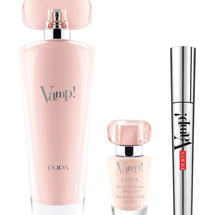 Pupa Kit Vamp Pink Eau De Parfum 100 ml+Mascara 9ml+Smalto Profumato Effetto Gel 9ml