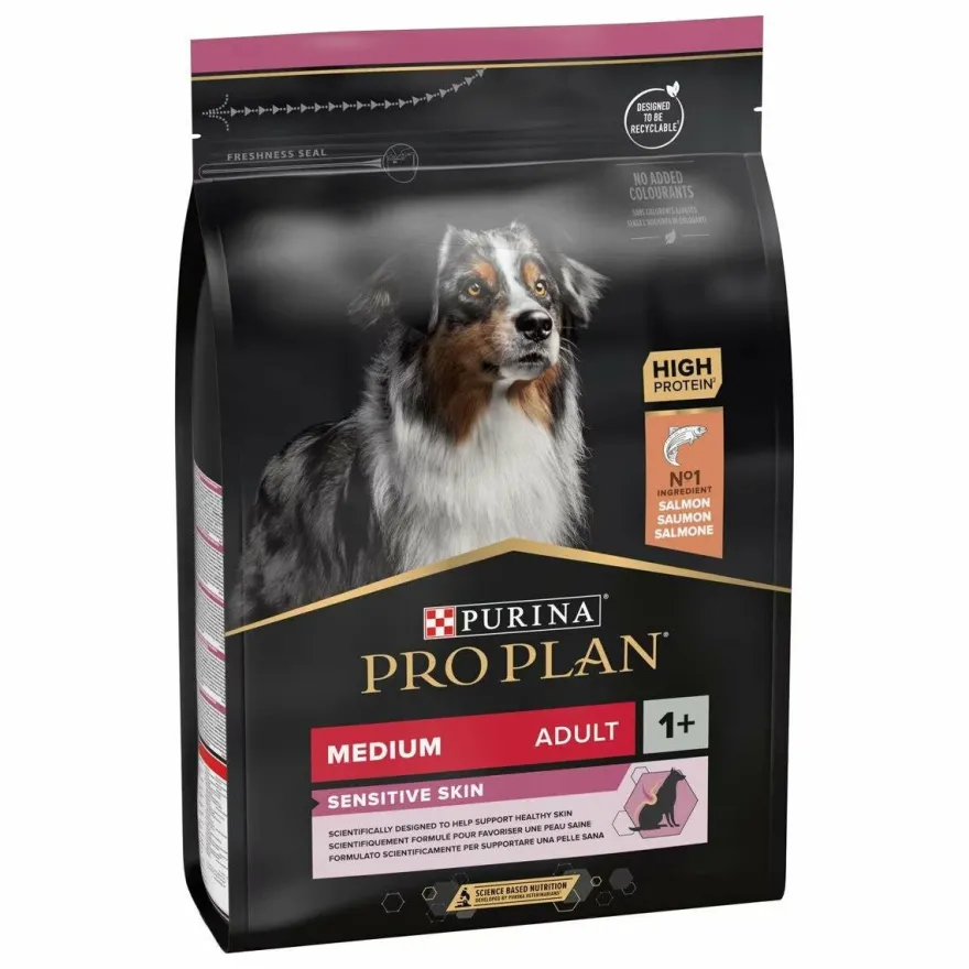 Purina Pro Plan Medium Adult Sensitive Skin Cibo Secco Con Salmone Cani Adulti Taglia Media 3kg