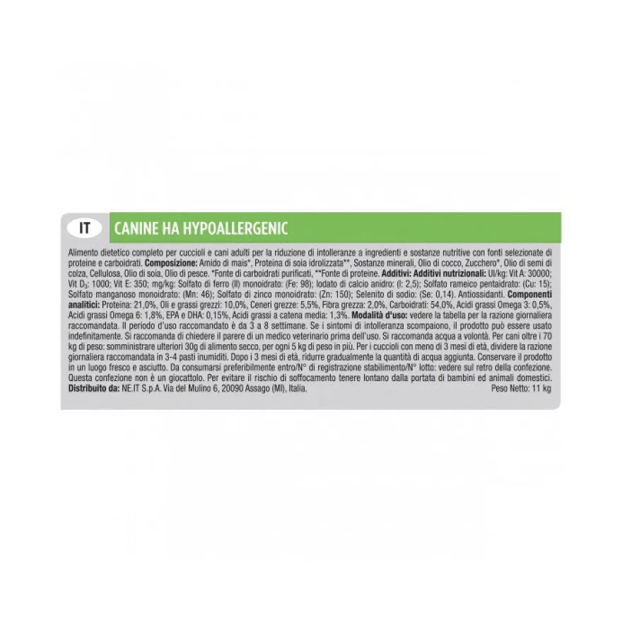 Purina Pro Plan Veterinary Diets Secco Cane HA Hypoallergenic Sacco 11kg