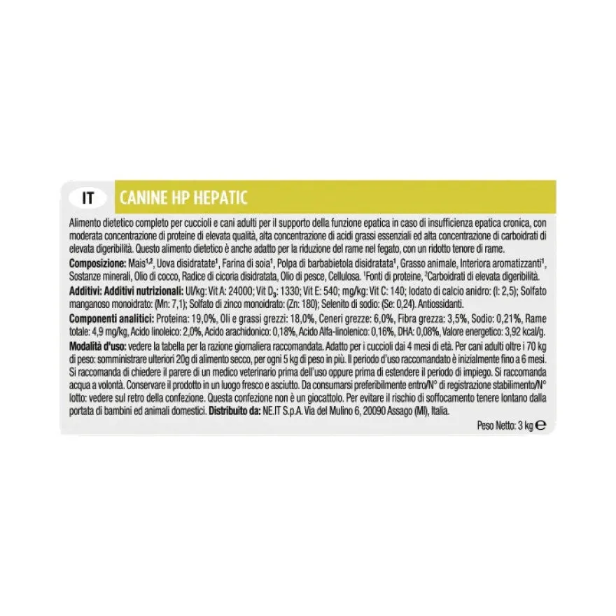 Purina Pro Plan Veterinary Diets Secco Cane HP Hepatic Sacco 3kg