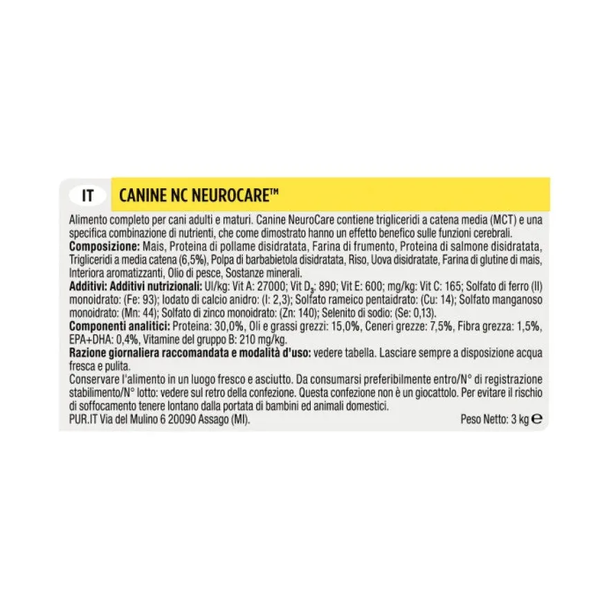 Purina Pro Plan Veterinary Diets Secco Cane NC Neurocare Sacco 3kg