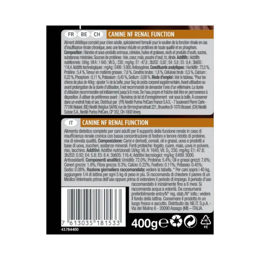 Purina Pro Plan Veterinary Diets Umido Cane Renal Function Lattina 400g
