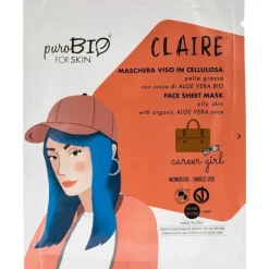 Purobio For Skin Claire Maschera Monouso Viso in Cellulosa Carrer Girl