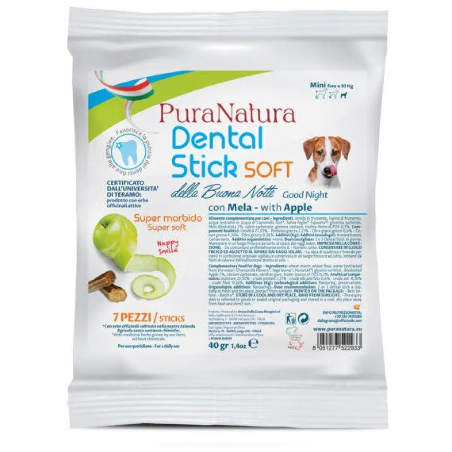 PuroNatura Dental Stick Soft Buonanotte Cani Taglia Mini 7 pezzi