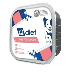 Q.Vet Q Diet Only Fresh Pork Cibo Umido Con Maiale Per Cani/Gatti Adulti Vaschetta 150g