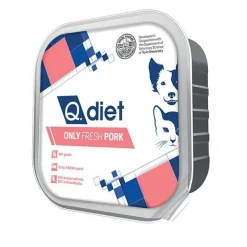 Q.Vet Q Diet Only Fresh Pork Cibo Umido Con Maiale Per Cani/Gatti Adulti Vaschetta 150g