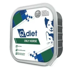 Q.Vet Q Diet Only Horse Cibo Umido Con Cavallo Per Cani/Gatti Adulti Vaschetta 85g