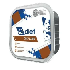 Q.Vet Q Diet Only Lamb Cibo Umido Con Agnello Per Cani/Gatti Adulti Vaschetta 150g