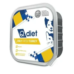 Q.Vet Q Diet Only Turkey Cibo Umido Con Tacchino Per Cani/Gatti Adulti Vaschetta 150g