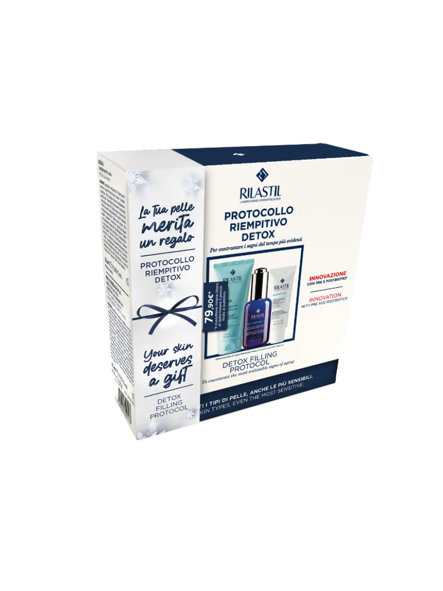 Rilastil Cofanetto Protocollo Riempitivo Detox Viso Aqua Detergente 50ml + Siero 30ml + Crema 15ml