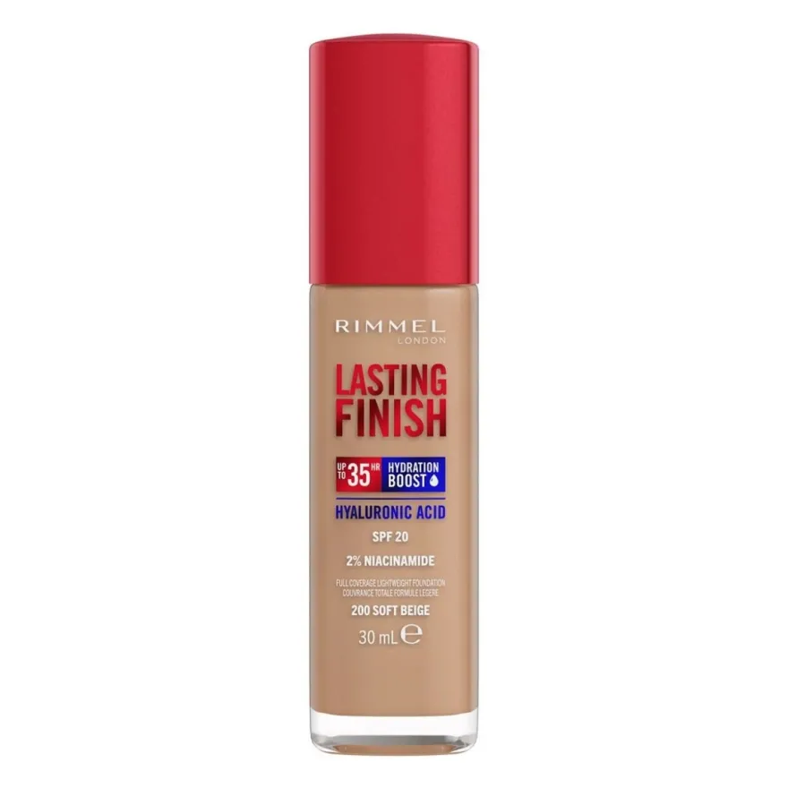 Rimmel Fondotinta Lasting Finish 35h Con Acido Ialuronico 200 Soft Beige 30ml