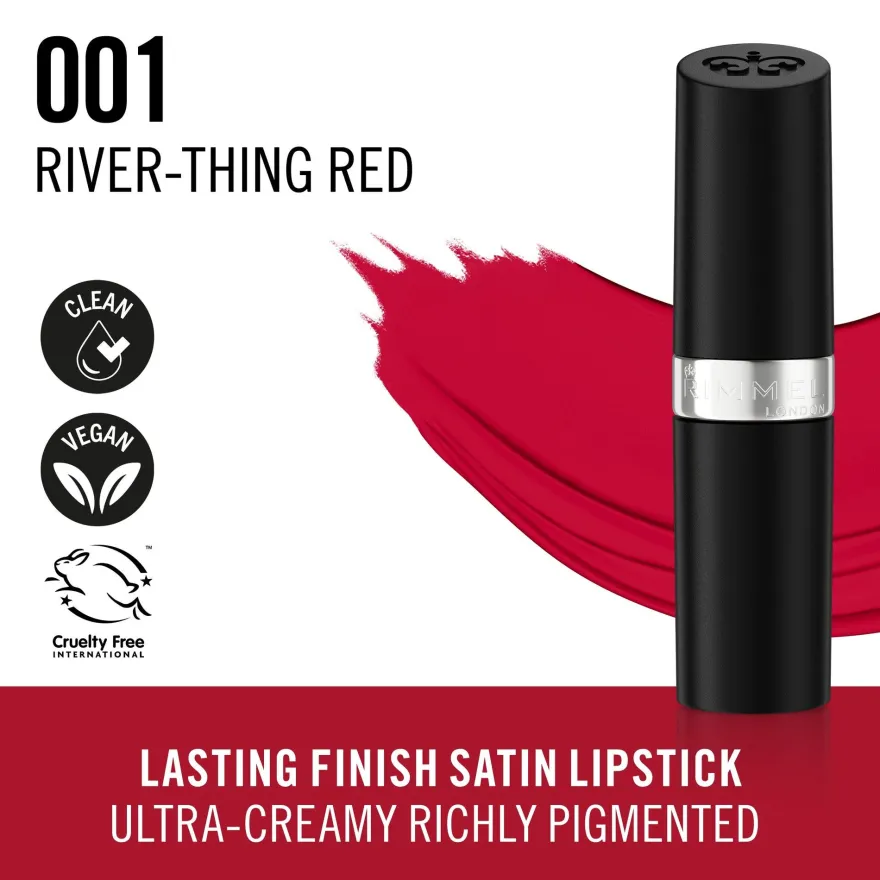 Rimmel Lasting Finish 001 River-Ting Red Rossetto Satinato 4g