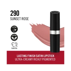 Rimmel Lasting Finish Rossetto Satinato Idratante Formula Vegana 4g 290 Sunset Rose