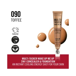 Rimmel Multi-tasker Wake Me Up Correttore & Fondotinta Formula Vegana 090 Toffee 20ml