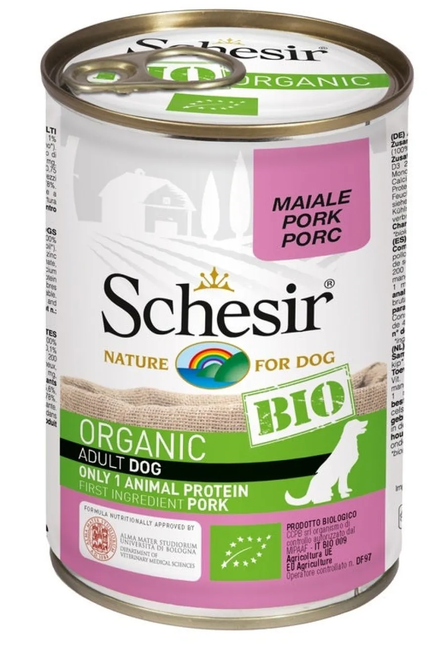 Schesir Organic Bio Paté Al Maiale Per Cani Adulti Lattina 400g