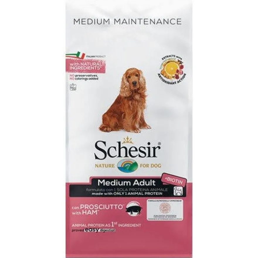 Schesir Prosciutto Cibo Secco Cani Adulti Taglia Media Sacco 3 Kg