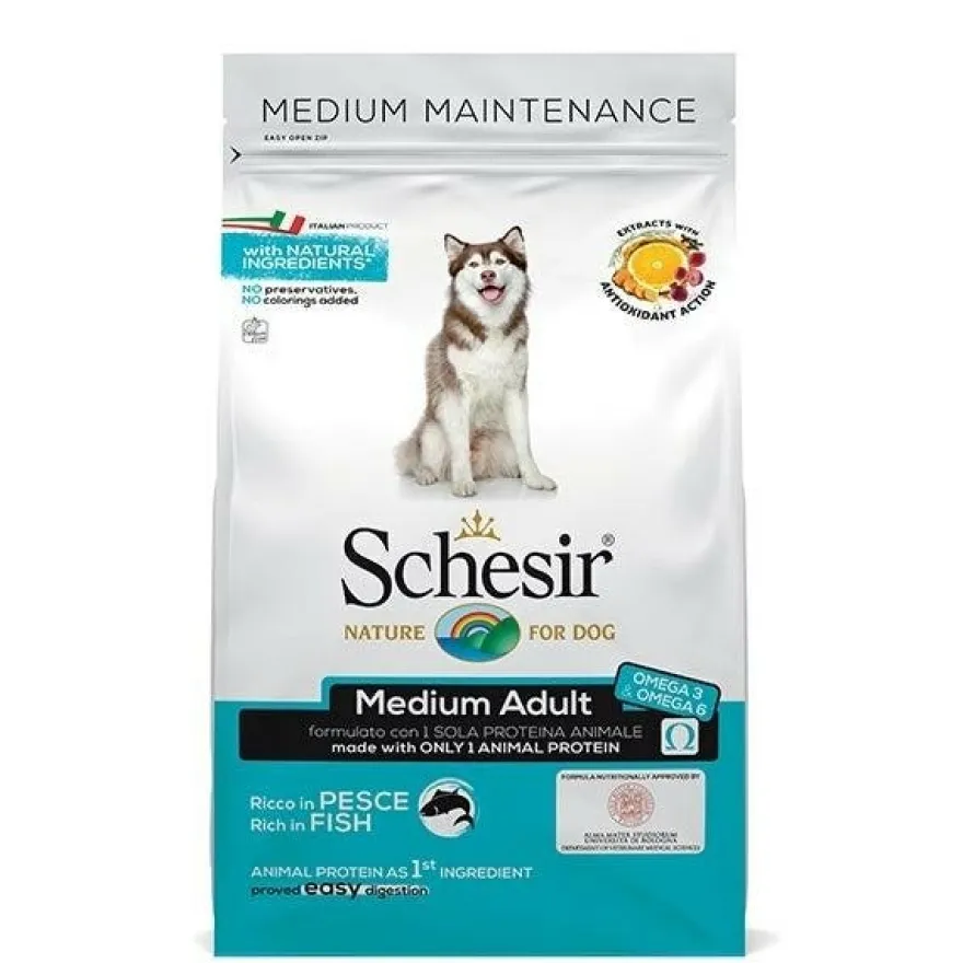 Schesir Ricco In Pesce Cibo Secco Cani Adulti Taglia Media Sacco 3 Kg