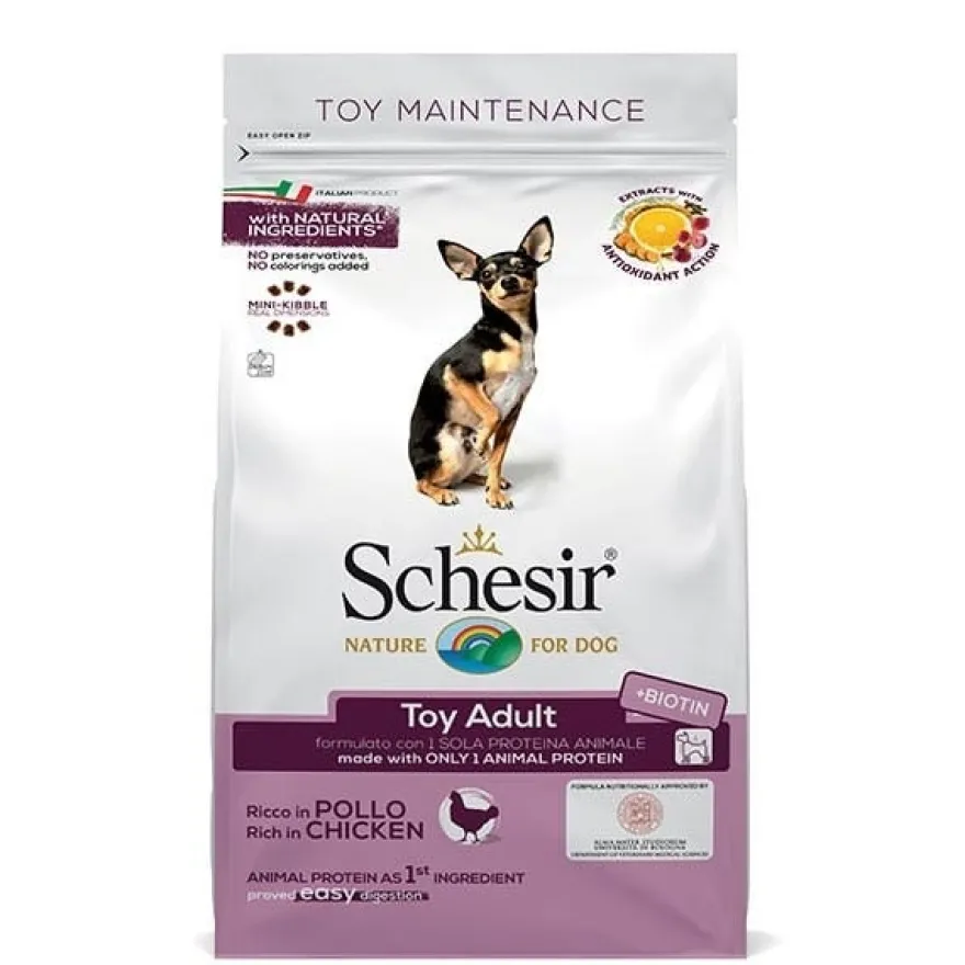 Schesir Ricco In Pollo Cibo Secco Cani Adulti Taglia Toy Sacco 800g