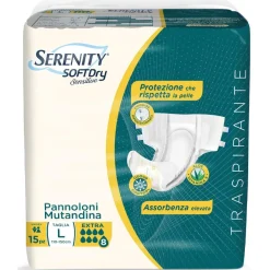 Serenity Soft Dry Sensitive Pannolone Mutandina Extra Taglia L 15 Pezzi