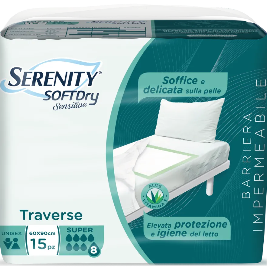 Serenity Soft Dry Sensitive Traversa Assorbente Super 60x90 15 Pezzi