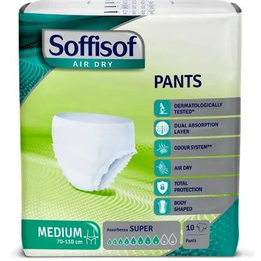 Soffisof Air Dry Pants Pannolone Super Taglia Medium 10 Pezzi