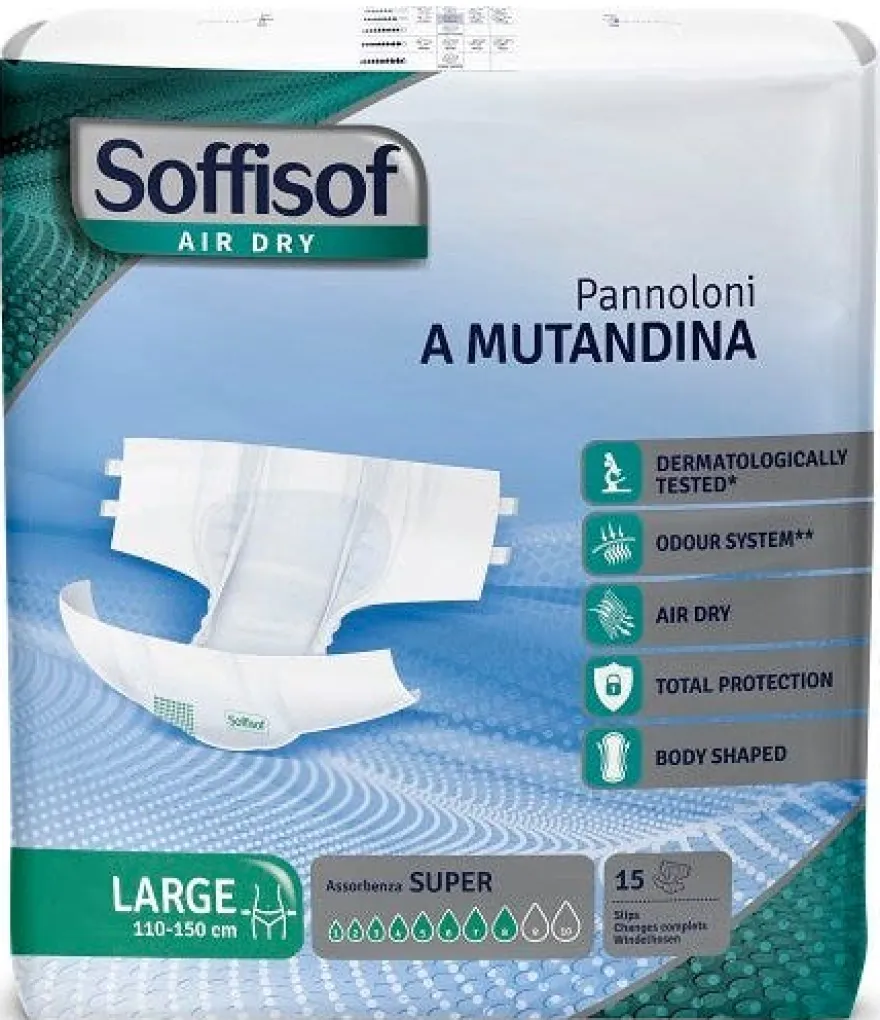 Soffisof Air Dry Super Pannolone A Mutandina Taglia L 15 Pezzi