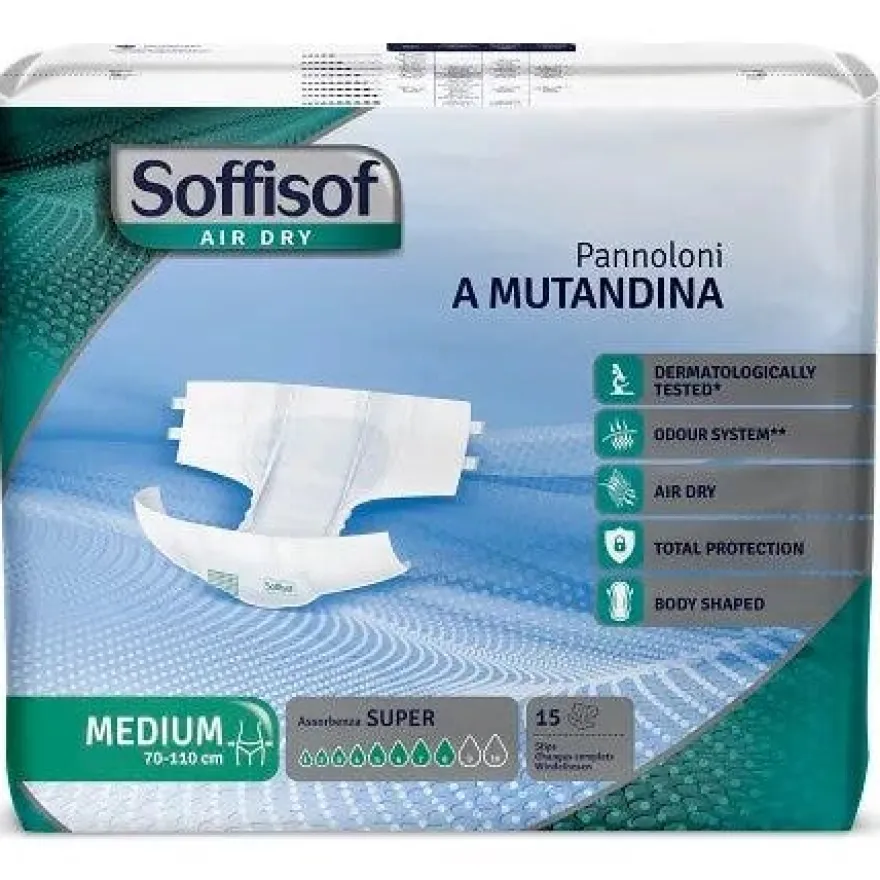 Soffisof Pannoloni A Mutandina Air Dry Super Taglia Media 15 Pezzi