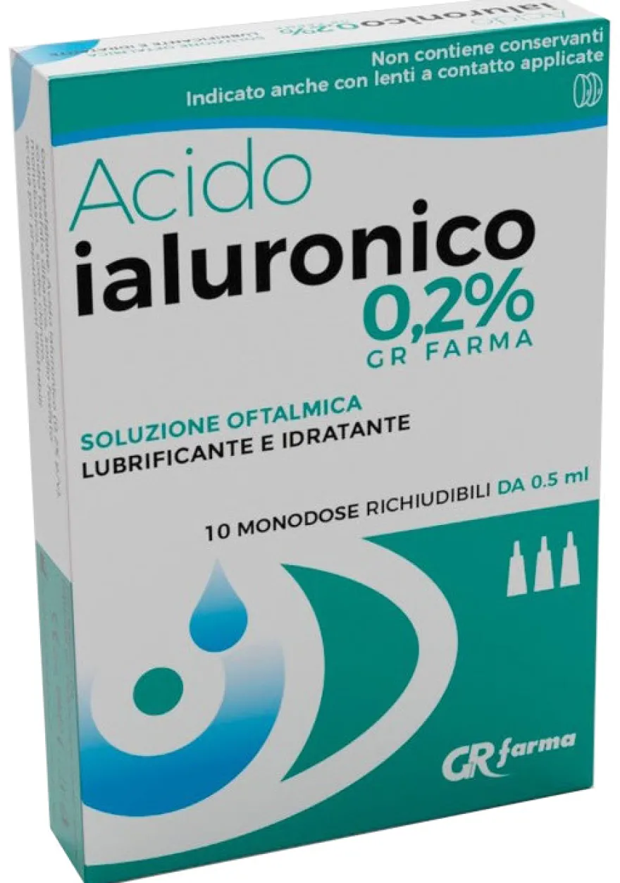 Soluzione Oftalmica Lubrificante Acido Ialuronico 0,2% 10 Monodose Richiudibili da 0,5ml