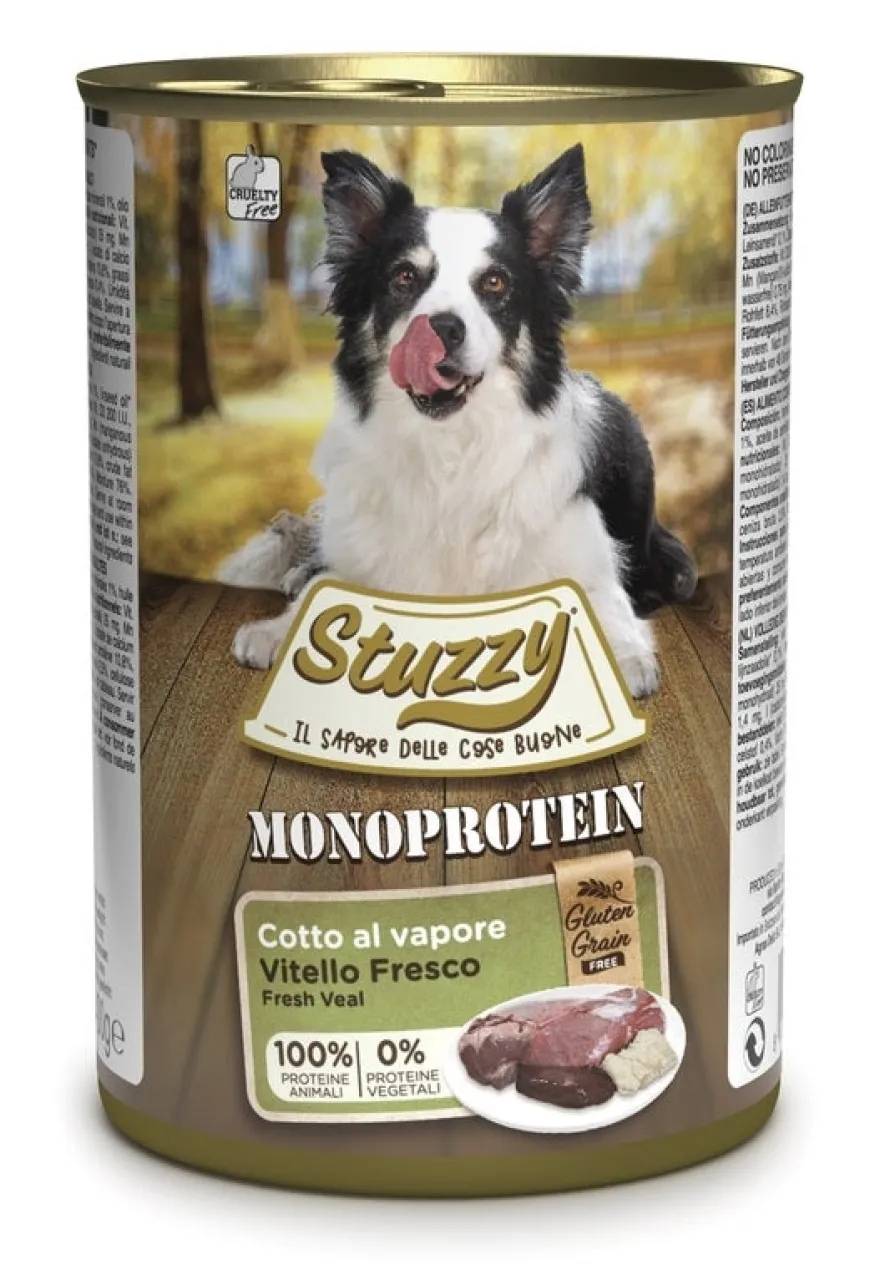 Stuzzy Monoprotein Al Vitello Cibo Umido Per Cani Adulti Barattolo 400g