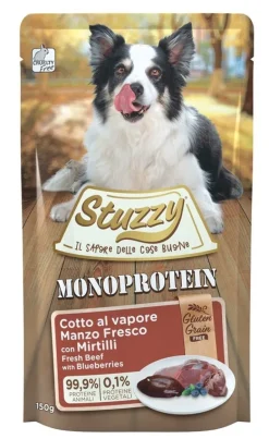 Stuzzy Monoprotein Bocconcini Con Manzo E Mirtilli Cibo Umido Cani Adulti Bustina 150g